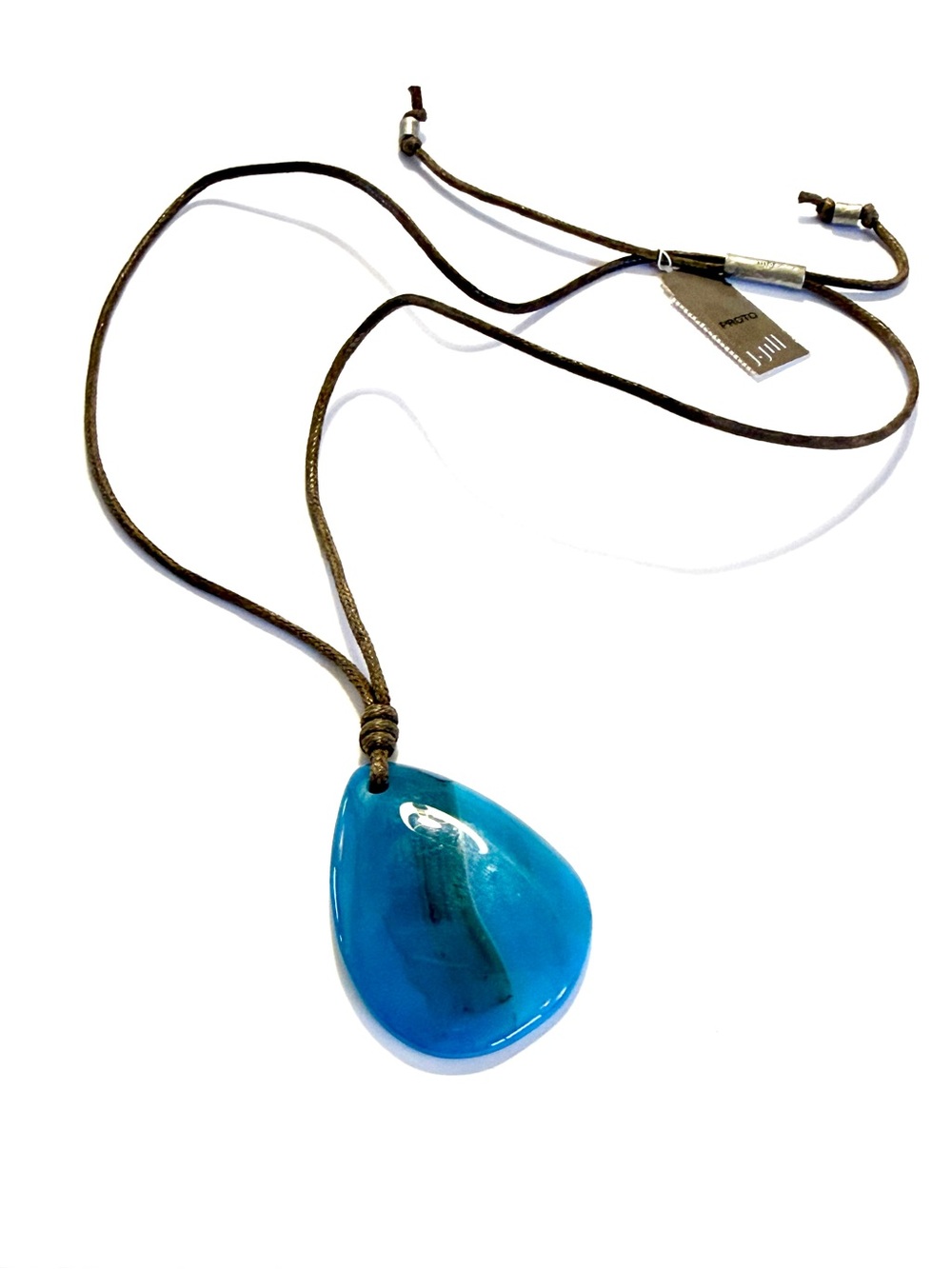 J.JILL Blue Art Glass Pendant Corded Necklace 36” | NWT